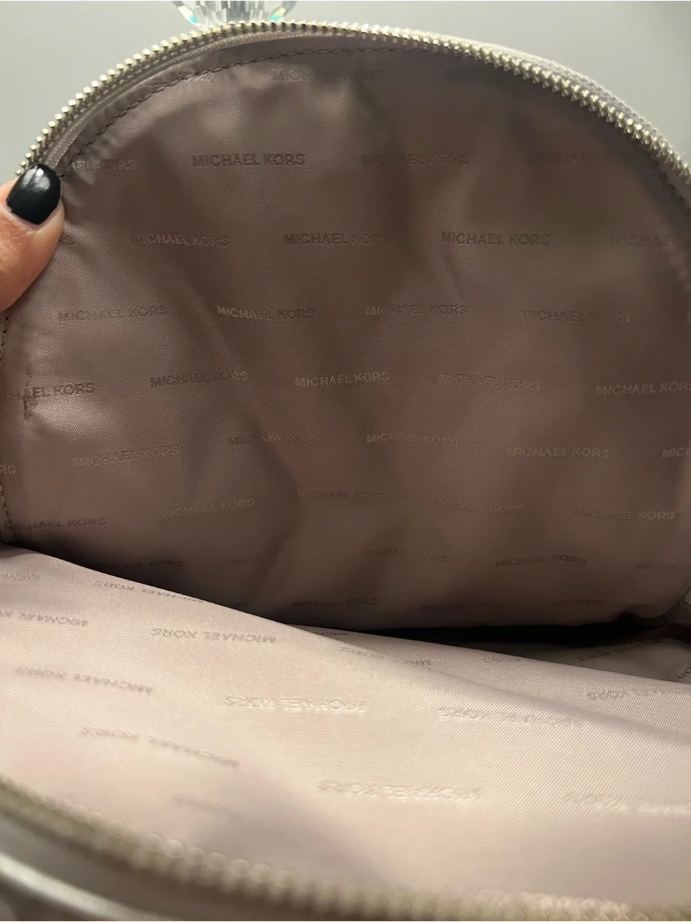 Michael Kors Metallic Silver Quilted Backpack